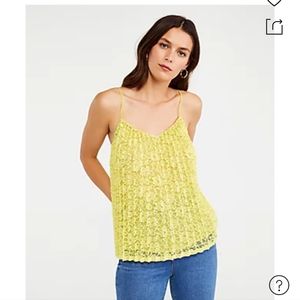 Ann Taylor Petite Pleated Lace Cami In Yellow